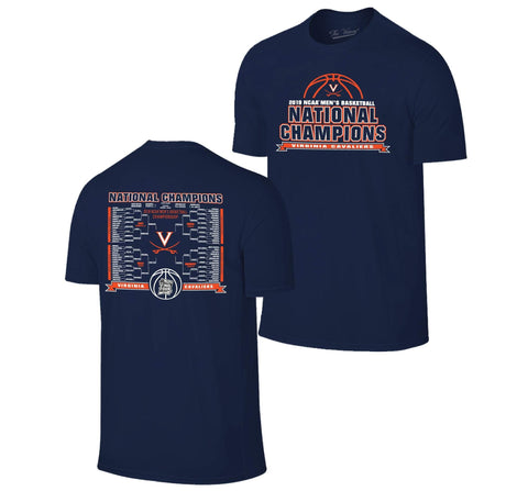 Shop Virginia Cavaliers 2019 NCAA Basketball National Champions Navy Bracket T-Shirt - Sporting Up