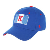 Kansas Jayhawks Zephyr Flag Logo Royal Blue Structured Stretch Fit Hat Cap - Sporting Up