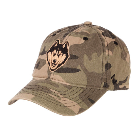 Shop UCONN Huskies Zephyr "Maverick" Camo Adj. Strapback Slouch Relax Fit Hat Cap - Sporting Up