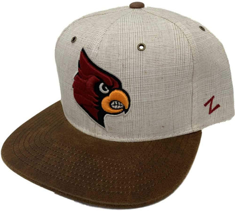 Shop Louisville Cardinals Zephyr Ivory Linen & Brown Faux Leather Flat Bill Hat Cap - Sporting Up