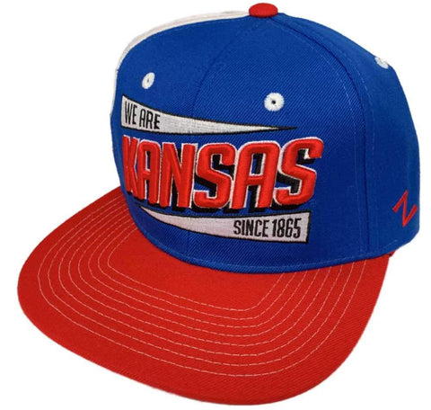 Handla Kansas Jayhawks Zephyr "We are Kansas Since 1985" Snapback Flat Bill Hat Cap - Sporting Up