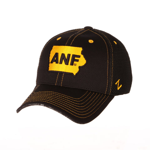 Shop Iowa Hawkeyes Zephyr ANF America Needs Farmers Black Structured Fitted Hat Cap - Sporting Up