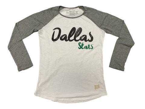 Dallas stars nhl retro märke kvinnors vit & grå lättvikts ls t-shirt - sportig upp