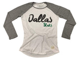 Dallas stars nhl retro märke kvinnors vit & grå lättvikts ls t-shirt - sportig upp