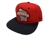 Wisconsin Badgers Zephyr Red & Black State Outline Snapback Flat Bill Hat Cap - Sporting Up