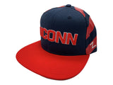UCONN Huskies Zephyr Navy & Red Structured Snapback Flat Bill Hat Cap - Sporting Up