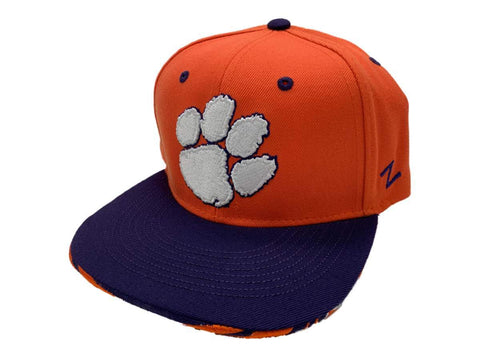 Shop Clemson Tigers Zephyr Orange & Purple Structured Snapback Flat Bill Hat Cap - Sporting Up