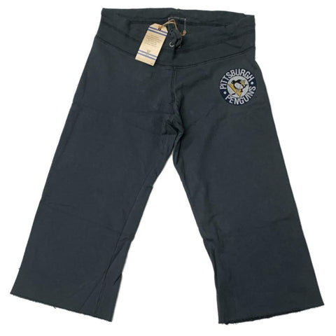 Achetez le pantalon de survêtement à cordon de serrage gris foncé à bords bruts pour femmes de la marque rétro des pingouins de Pittsburgh - Sporting Up