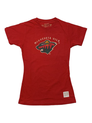 Rotes kurzärmliges Junior-Damen-T-Shirt der Retro-Marke Minnesota Wild – sportlich