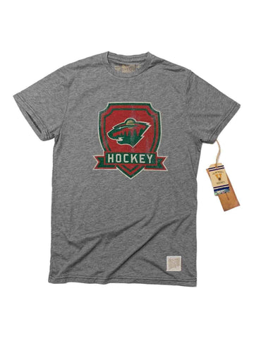 Shoppen Sie das graue Tri-Blend-Kurzarm-T-Shirt mit Rundhalsausschnitt der Marke Minnesota Wild Retro – sportlich