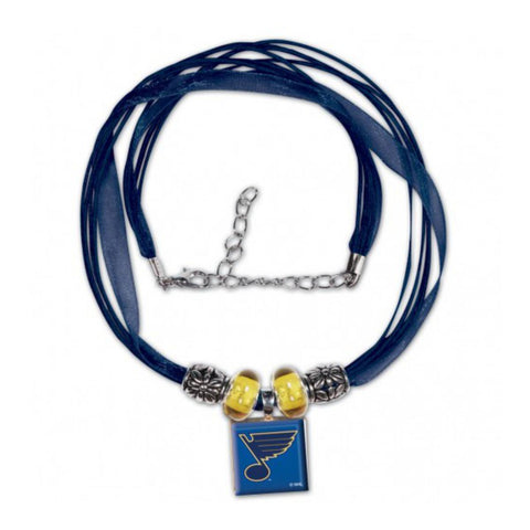 Shop St. Louis Blues NHL WinCraft WOMEN'S LifeTile Ribbon Necklace with Beads - Sporting Up