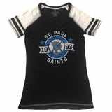 St. Paul Saints 1993 American Association Women's Black Burnout V-Neck T-Shirt - Sporting Up