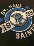 St. Paul Saints 1993 American Association Women's Black Burnout V-Neck T-Shirt - Sporting Up