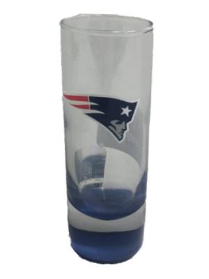 New England Patriots NFL Vaso de chupito transparente con fondo azul resaltado para tirador, 2 oz - Sporting Up