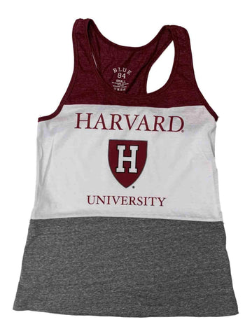 Shop Harvard Crimson Blue 84 WOMEN Maroon White Gray Tri-Blend Racerback Tank Top (S) - Sporting Up