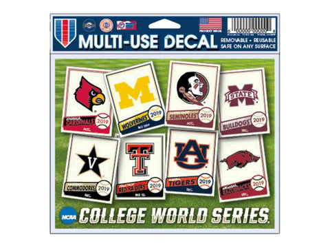 Shop 2019 NCAA Men's College World Series CWS 8 Team WinCraft Multi-Use Decal - Sporting Up