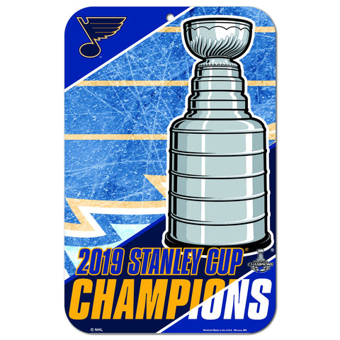 Compre el letrero de pared de plástico WinCraft de campeones de la Copa Stanley 2019 de St. Louis Blues (11 "x 17") - Sporting Up