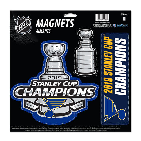 Shop St. Louis Blues 2019 Stanley Cup Champions WinCraft Die Cut Magnet Sheet (3 PK) - Sporting Up