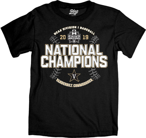 Compre camiseta con soporte de campeones de cws de la serie mundial universitaria de vanderbilt commodores 2019 - sporting up