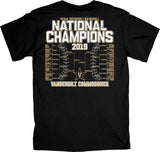 Camiseta con soporte de campeones de cws de la serie mundial universitaria de Vanderbilt commodores 2019 - sporting up