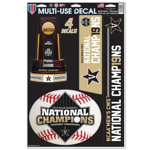 Shop Vanderbilt Commodores 2019 College World Series CWS Champions Decal Sheet (4 Pk) - Sporting Up