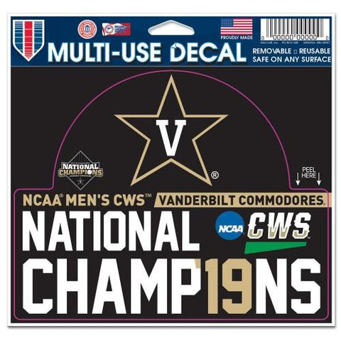 Shop Vanderbilt Commodores 2019 College World Series CWS Champions Multi-Use Decal - Sporting Up