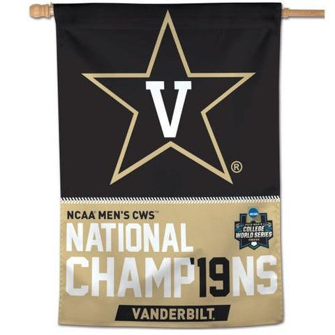 Shop Vanderbilt Commodores 2019 College World Series CWS Champions Vertical Flag - Sporting Up