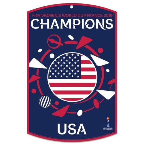 United States USA Women's Soccer Team 2019 World Cup Champions Wood Sign - Sporting Up