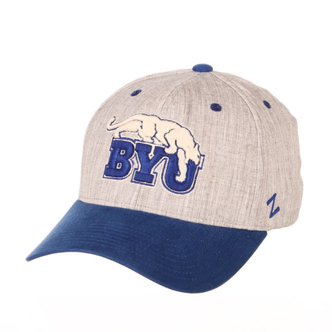 Shop BYU Cougars Zephyr "Oxford" Structured Stretch Fit Fitted Hat Cap - Sporting Up