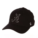 Alabama Crimson Tide Zephyr "ZH Black" Structured Stretch Fit Fitted Hat Cap - Sporting Up