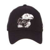 Kansas Jayhawks Zephyr "ZH Black" Structured Stretch Fit Fitted Hat Cap - Sporting Up