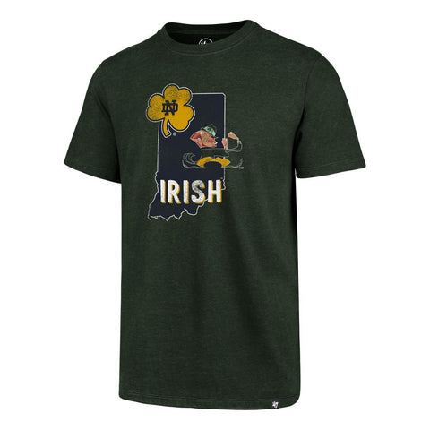 Handla notre dame som slåss mot irländsk '47 mörkgrön "regional club" t-shirt med delstatlig kontur - sportig