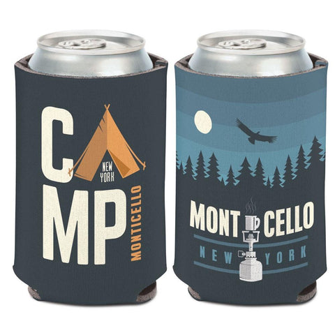 Tienda Camp Monticello New York Tent & Trees Enfriador de latas de bebidas de neopreno Wincraft - Sporting Up