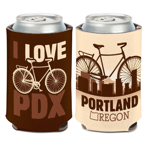 Enfriador de latas de bebida de neopreno wincraft para bicicleta "i love pdx" de Portland, Oregon - sporting up