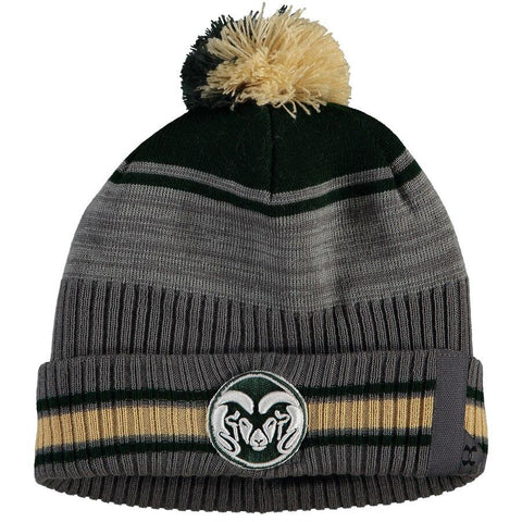 Shop Colorado State Rams Under Armour 2019 Sideline POM Cuffed Knit Beanie Hat Cap - Sporting Up