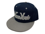 New York XM Navy & Gray Structured Adjustable Snapback Flat Bill Hat Cap AA693 - Sporting Up