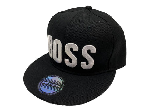 Shop Boss XM Black & White Structured Adjustable Snapback Flat Bill Hat Cap - Sporting Up