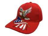 American Flag & Bald Eagle Veteran XM Red Structured Adjustable Strap Hat Cap - Sporting Up