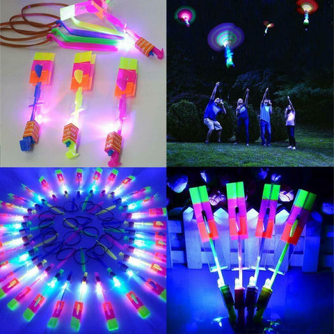 Shop 10pc Set Amazing Led Light Arrow Rocket Helicopter Flying Toy Party Favors Gift - Sporting Up