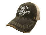 "This is My Drinking Hat" Retro Brand Mudwashed Distressed Mesh Snapback Hat Cap - Sporting Up