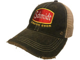 Schmidt Strong Beer Retro Brand Mudwashed Distressed Mesh Snapback Hat Cap - Sporting Up