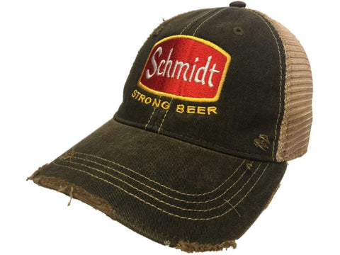 Shop Schmidt Strong Beer Retro Brand Mudwashed Distressed Mesh Snapback Hat Cap - Sporting Up