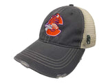 Clemson Tigers Retro Brand Gray Vintage Distressed Mesh Snapback Hat Cap - Sporting Up