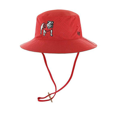 Shop Georgia Bulldogs 47 Brand Red Vintage Panama Pail Mesh Bucket Hat Cap with Strap - Sporting Up