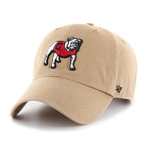 Shop Georgia Bulldogs '47 Brand Vintage Khaki Clean Up Adj Strapback Slouch Hat Cap - Sporting Up