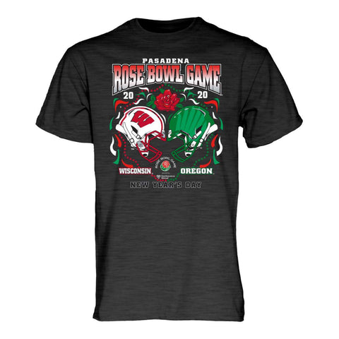 Shop Wisconsin Badgers Oregon Ducks 2020 CFP Rose Bowl "Slushy" Black T-Shirt - Sporting Up