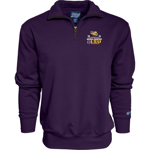 Shop LSU Tigers 2019-2020 CFP National Champions Purple 1/4 Zip Long Sleeve Pullover - Sporting Up