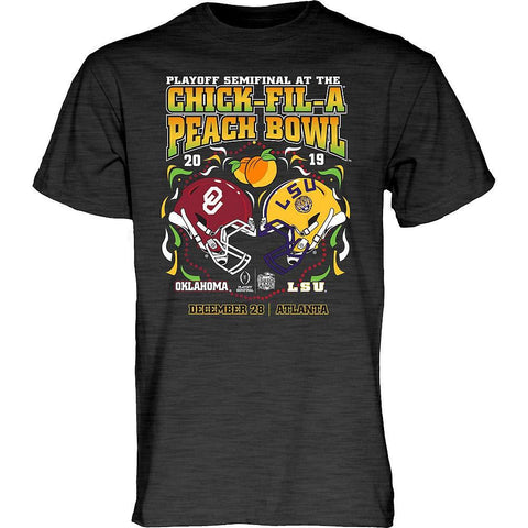 Shop Oklahoma Sooners LSU Tigers 2019 CFP Peach Bowl Gray T-Shirt (2XL) - Sporting Up