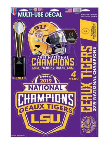 Shop LSU Tigers 2019-2020 CFP National Champions WinCraft Multi-Use Decal Sheet - Sporting Up