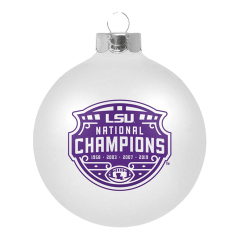 Shop LSU Tigers 2019-2020 CFP National Champions Boelter Brands White Glass Ornament - Sporting Up